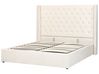Zamatová posteľ s úložným priestorom 160 x 200 cm krémová biela LUBBON_882144