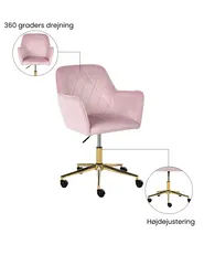 Skrivebordsstol LELORIA Velour Pastellrosa_1065432