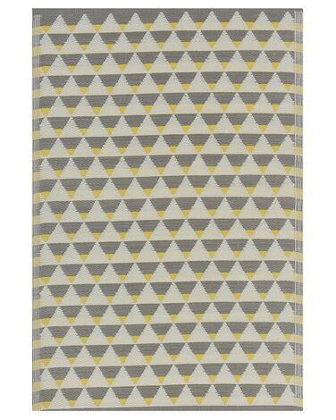 Tappeto da esterno grigio/giallo con motivo a triangoli 120 x180 cm HISAR