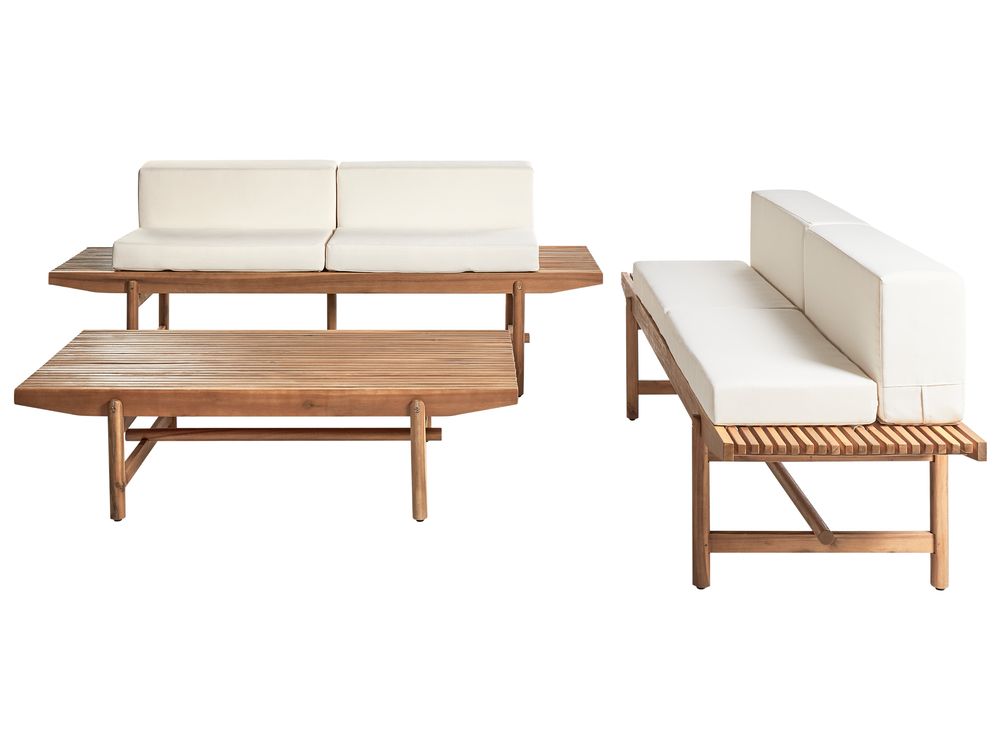 Conjunto de jardín con mesa 4 plazas GIAVENO Madera de acacia Blanco crema