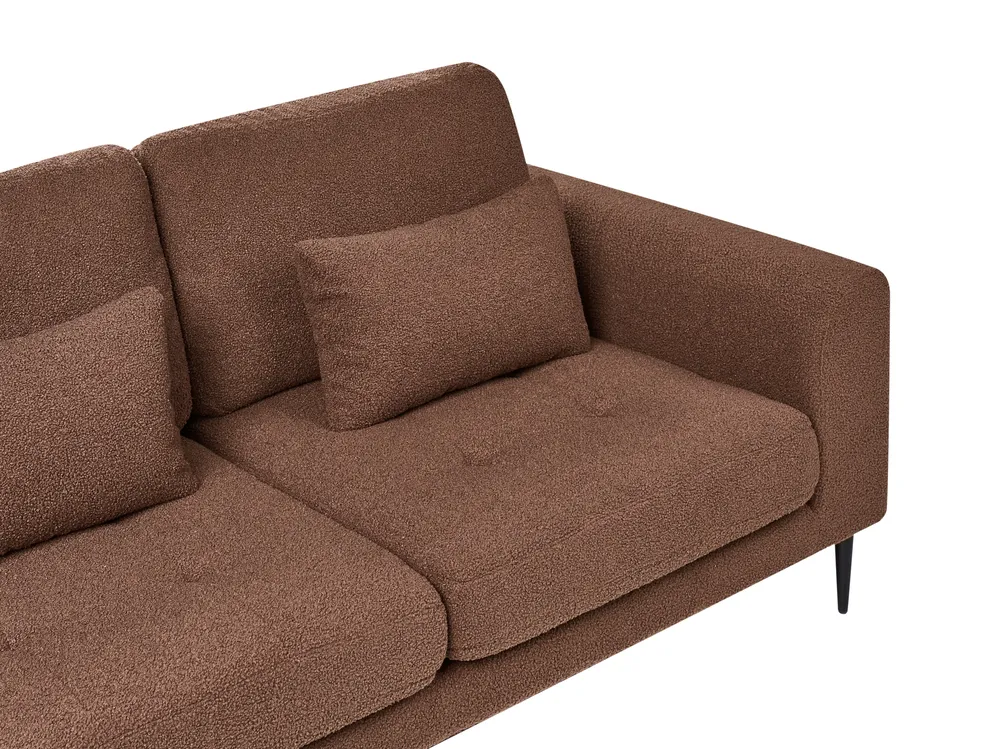 Corner Sofa 3 Seater FLAM Boucle Brown Right Hand_1034028