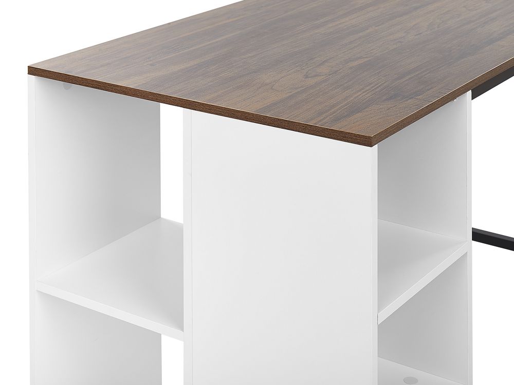 White and dark wood desk discount