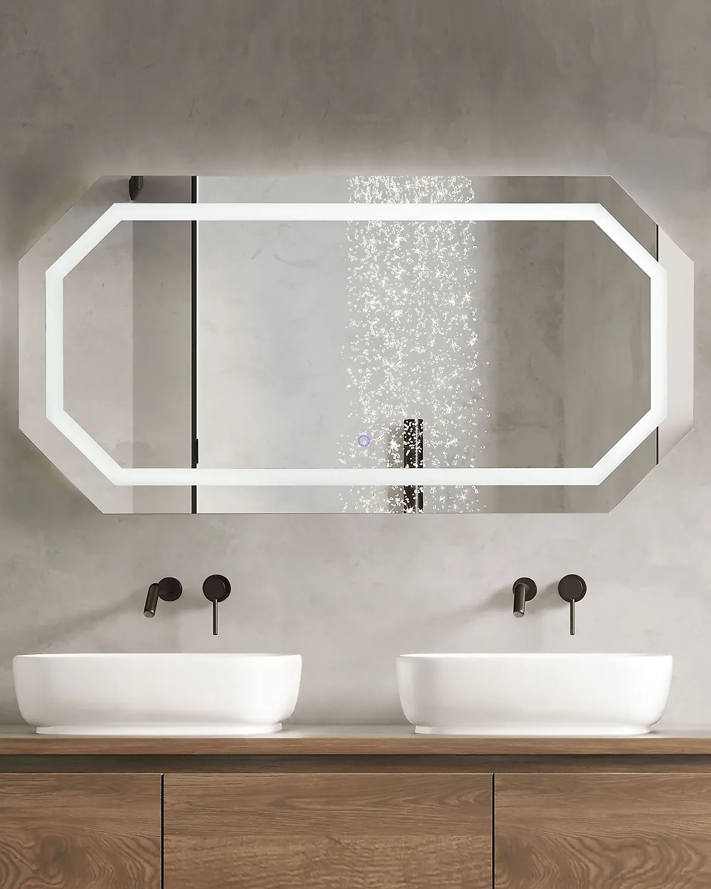Specchio da bagno con luce LED LOCMARIAQUER 120 cm 60 cm Argento_1177442