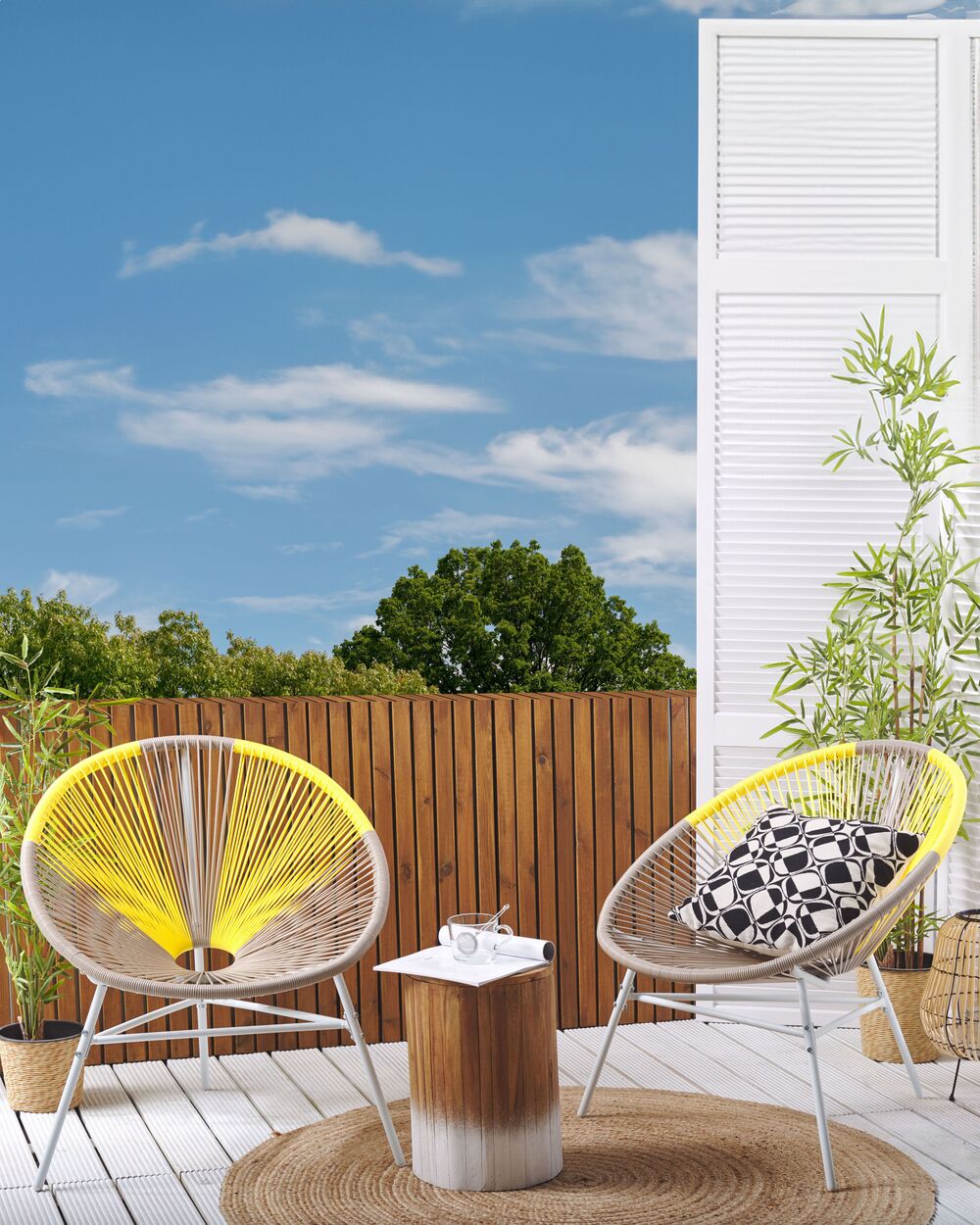 Set of 2 PE Rattan Accent Chairs Taupe and Yellow ACAPULCO Beliani