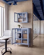 Wall Cabinet HARLYN 60 cm Metal Blue_1171311