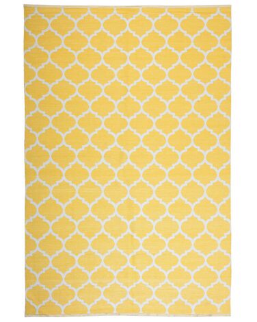 Outdoor Teppich gelb 160 x 230 cm marokkanisches Muster zweiseitig Kurzflor AKSU