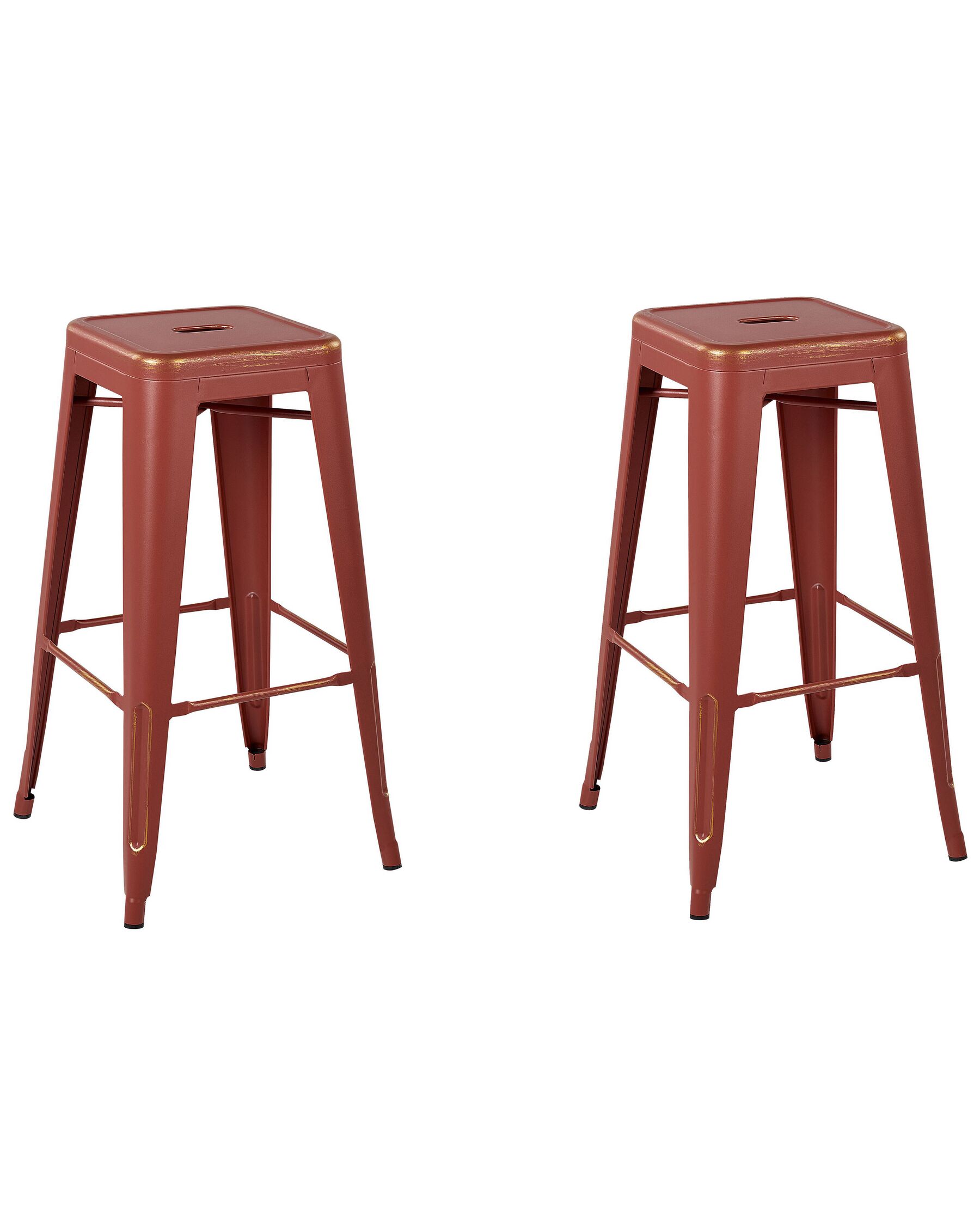 Sada 2 oceľových barových stoličiek 76 cm červená/zlatá CABRILLO_705339