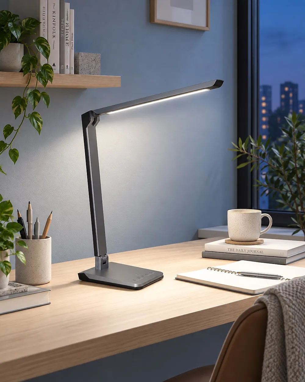 Lámpara LED de escritorio PICTOR con regulador de intensidad Gris oscuro_1187158