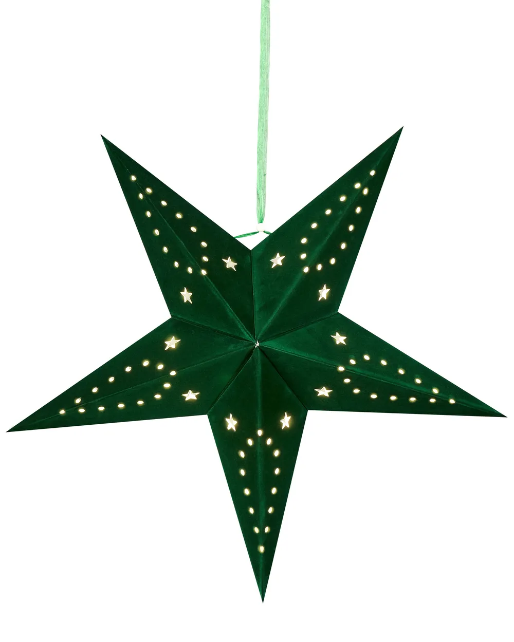 Zestaw 2 dekoracji wiszących LED MOTTI 45 cm Gwiazda Szmaragdowy_835542