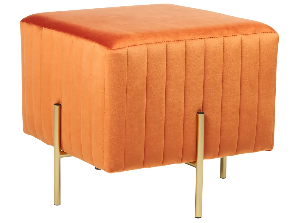 Footstool DAYTON Velvet Orange