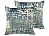 Set of 2 Decorative Cushions GARDENIA 45 x 45 cm Velvet Blue Abstract Pattern