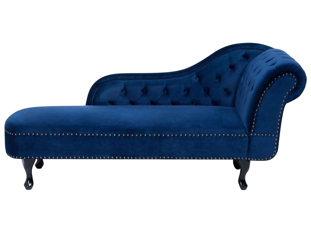 Right Hand Chaise Lounge Velvet Navy Blue NIMES Beliani