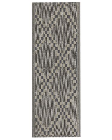 Outdoor Teppich taupe 60 x 105 cm kariertes Muster Kurzflor JALNA