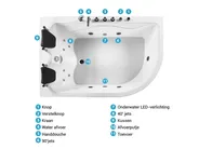 Hoek bubbelbad met LED CALAMA 180 x 120 cm Wit rechtszijdig_781607