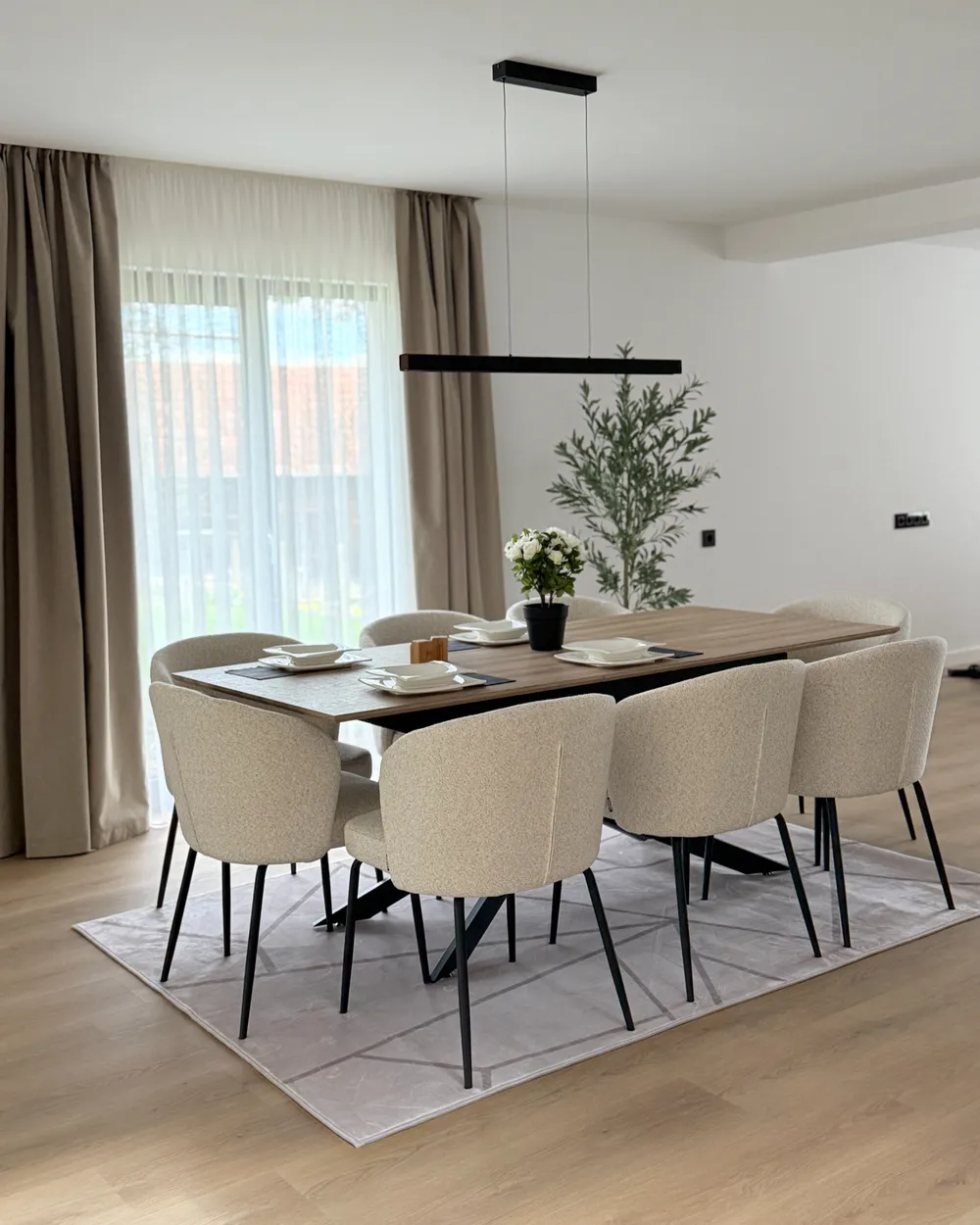 Set of 2 Dining Chairs ZANA Boucle Light Beige_1071990