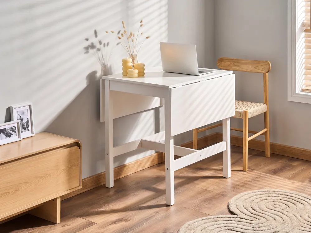 Extending Dining Table VERA White 60/120 cm 74 cm Pine Wood_1076361