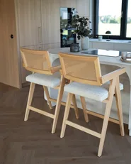 Set di 2 sedie alte AVA Legno Marrone chiaro/Beige_1148756