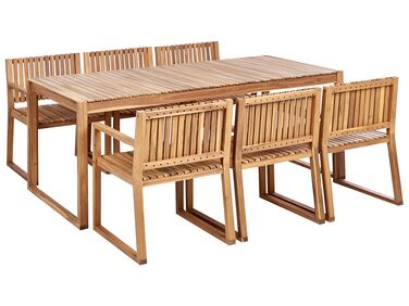 Gartenmöbel Set zertifiziertes Akazienholz hellbraun 6-Sitzer 7-teilig SASSARI II