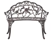 Garden Bench PIURA 88 cm Metal Dark Brown_1012067