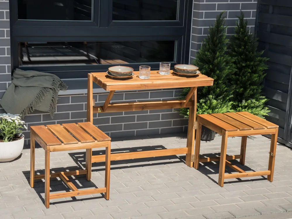 Convertible Garden Bench Bistro Set TUENNO Acacia Wood Brown