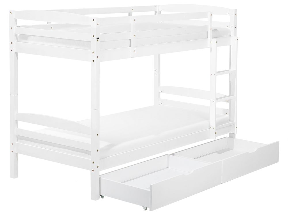 Bunk Bed with Drawers REGAT Pine Wood White 90 x 200 cm (EU Single)
