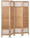 Wooden Folding 4 Panel Room Divider 170 x 163 cm Light Wood CERTOSA_874042