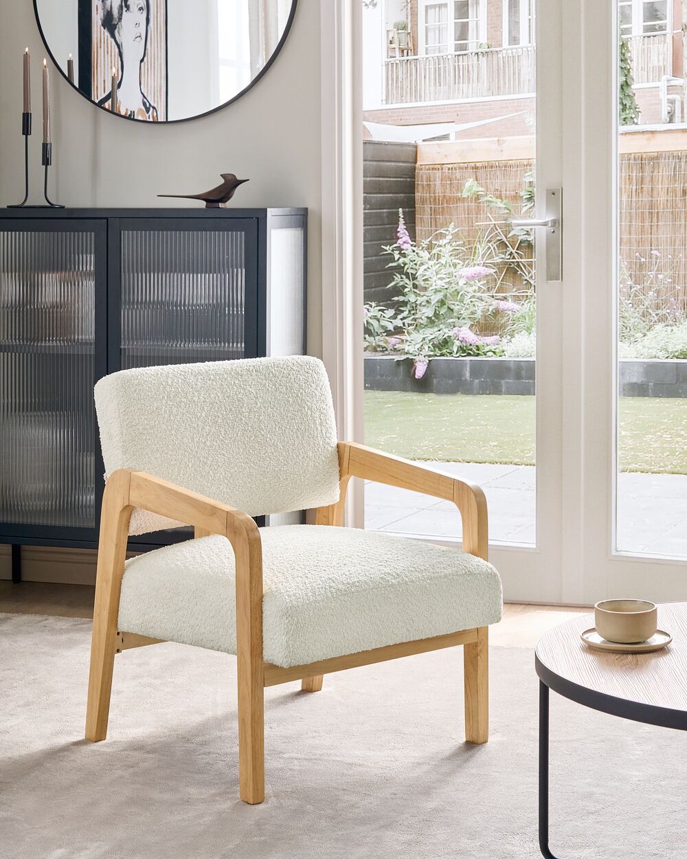 Armchair HJO Boucle Off White Beliani
