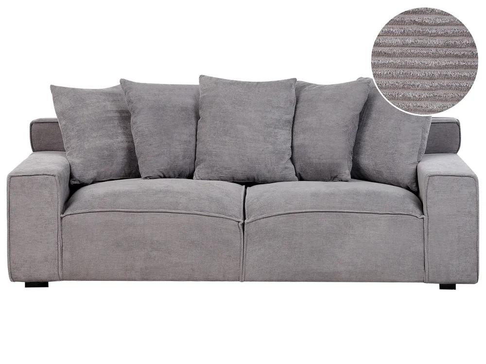 Sofa dla 3 osób VISKAN Sztruks Ciemnoszary