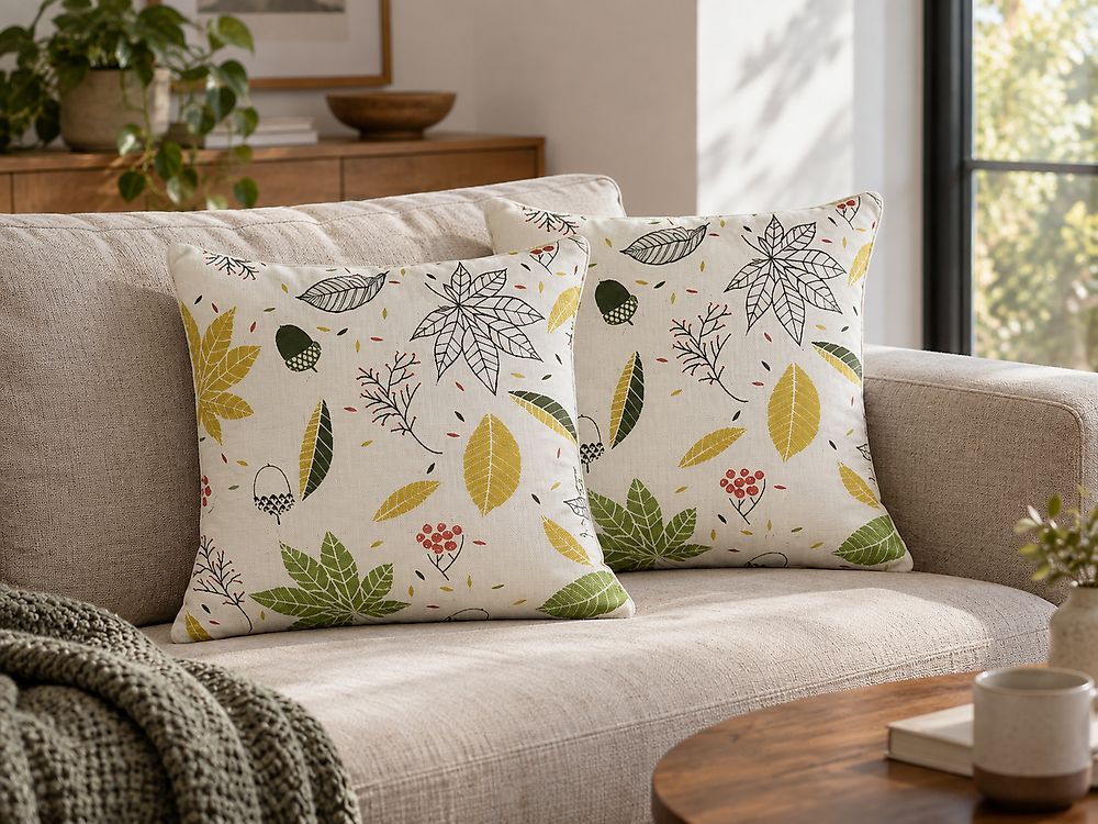 Dekokissen 2er Set MULLEIN 45 x 45 cm Samtstoff Bunt Pflanzenmuster