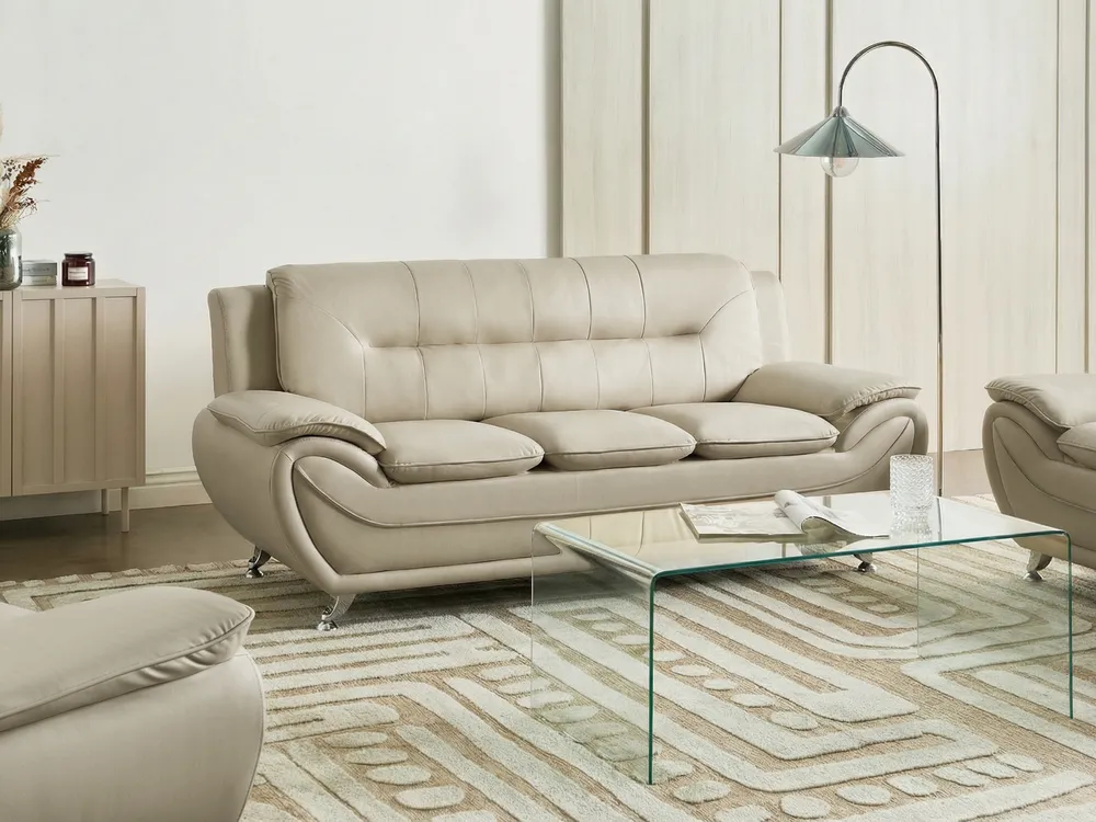 Divano 3 posti LEIRA Pelle sintetica Beige_1058721