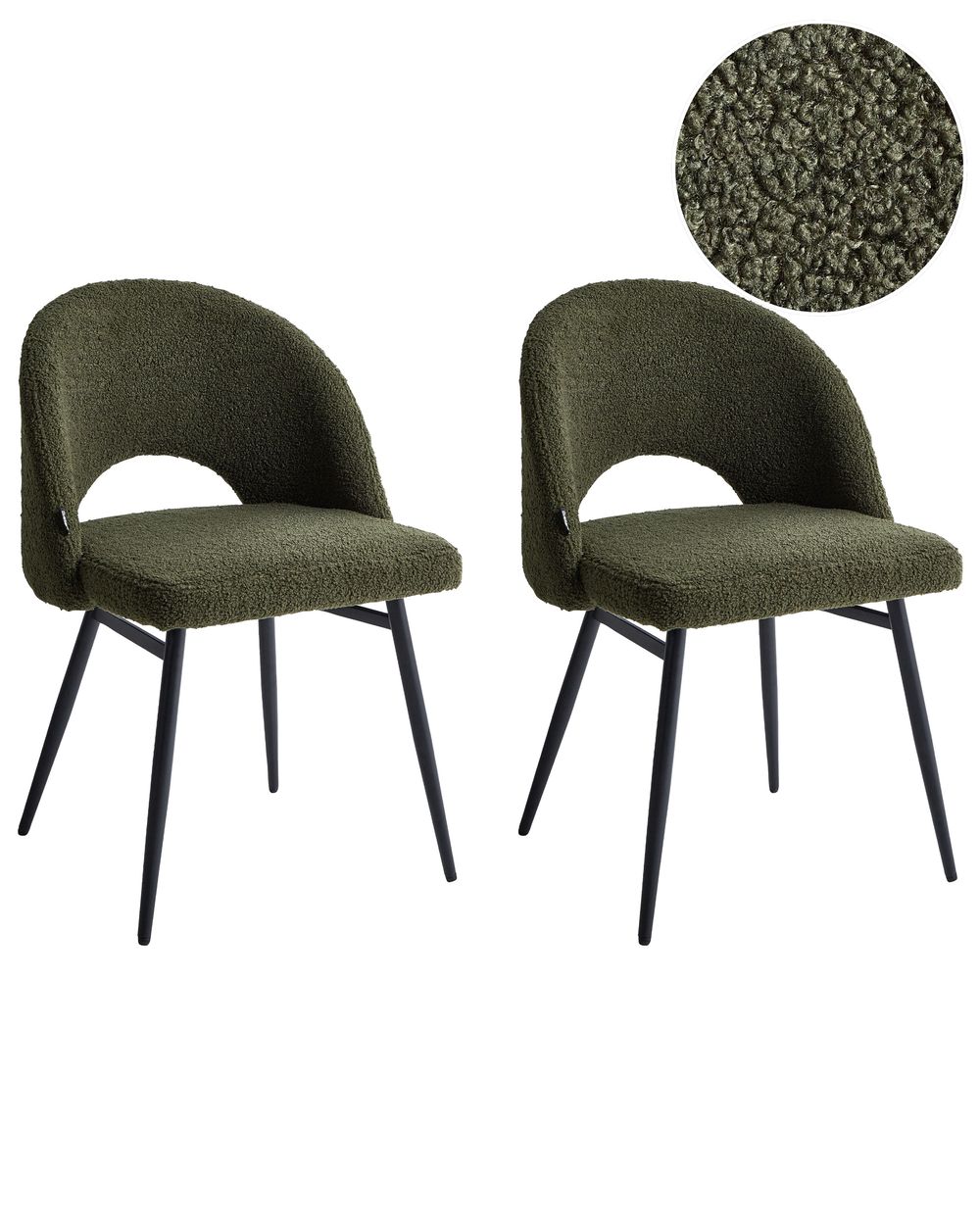 Set de 2 scaune dining ONAGA Boucle Verde închis