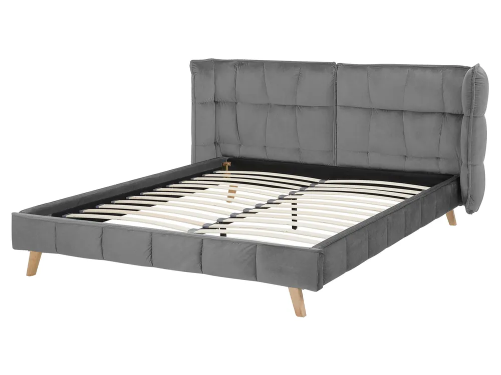 Bed Velvet SENLIS 160 x 200 cm (EU King Size) Grey_740838