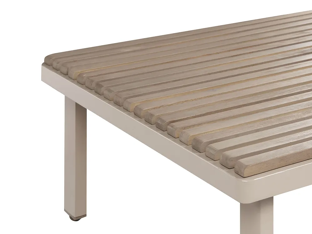 Garden Corner Sofa with Table 5 Seater FIVIZZANO Acacia Wood Beige_1159271