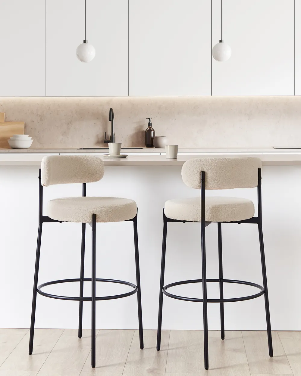 Set de 2 scaune de bar ALLISON Boucle Bej deschis