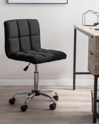 Fabric Armless Desk Chair Black MARION