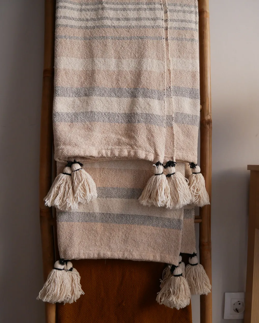 Blanket YARSELI Cotton 130 x 170 cm Beige_951712