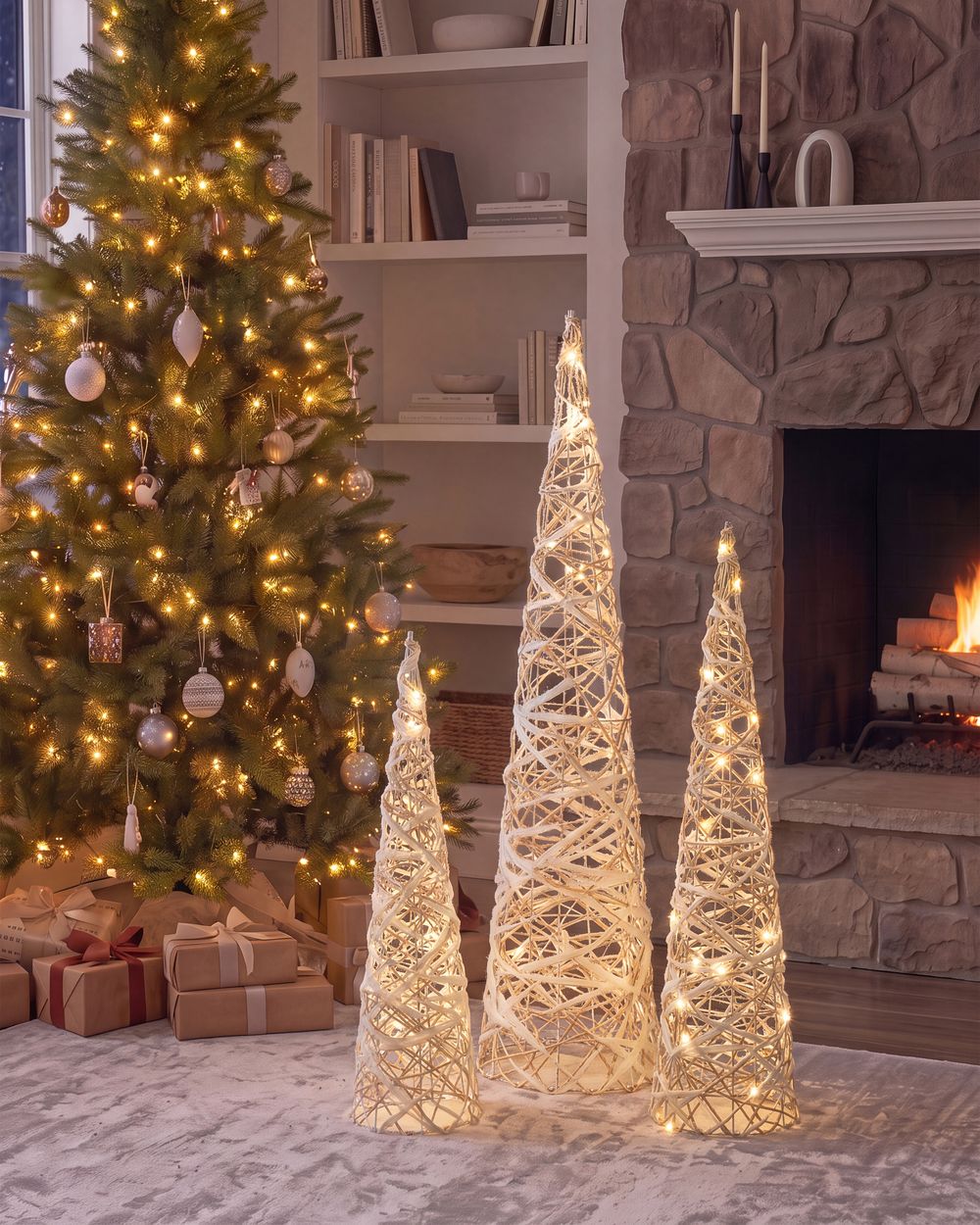 TUELSO 60/80/100 cm Albero di Natale Bianco/Oro