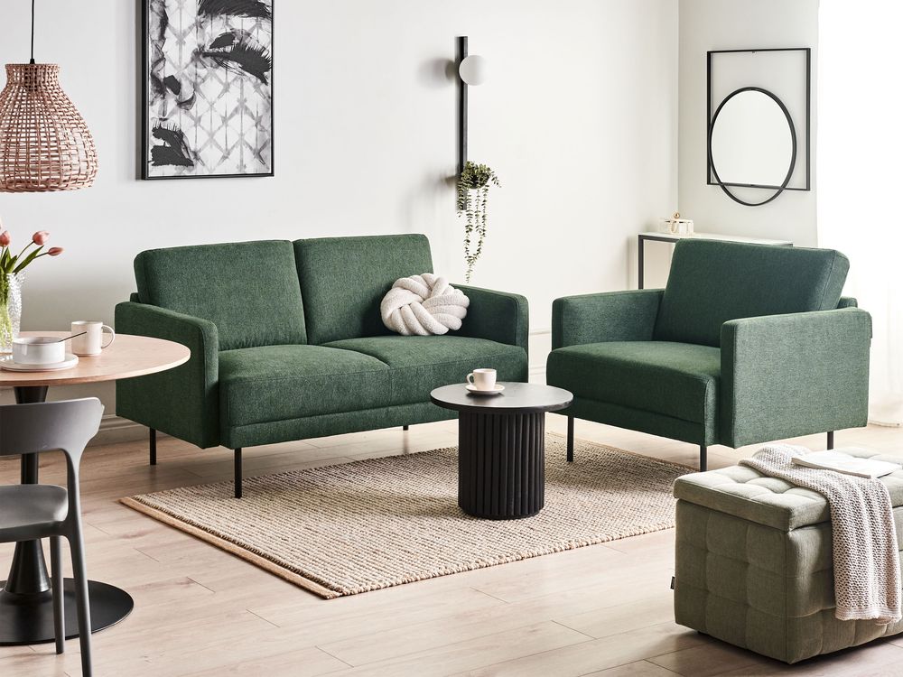 Living Room Set 3 Seater BREDA Fabric Green