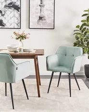 Set of 2 Dining Chairs JASMIN Velvet Mint Green_710809