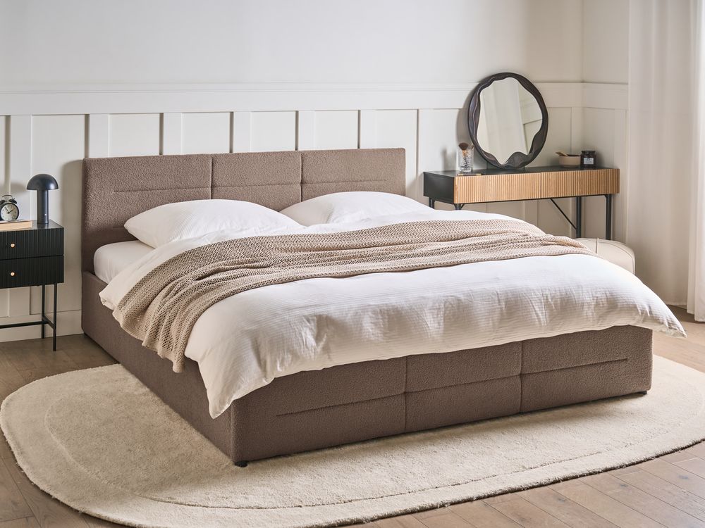 Bed met opbergruimte MASSOGNES Bouclé Taupe 180 x 200 cm