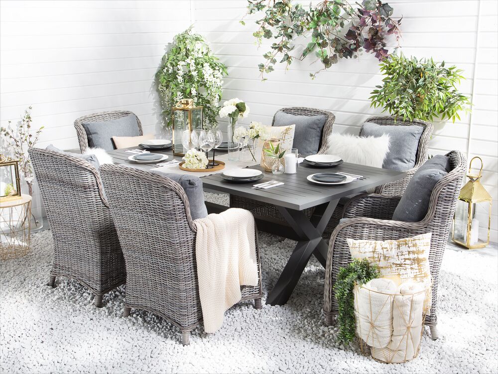 Garden Dining Table CASCAIS 200 cm 105 cm Metal Grey