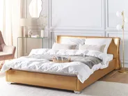 Bed with LED Leather PARIS 160 x 200 cm (EU King Size) LED Gold_796171