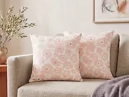 Dekokissen 2er Set TRITELEIA 45 x 45 cm Samtstoff Rosa Blumenmuster_1182479