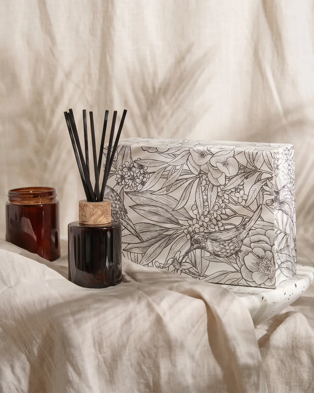 Scented Candle with Fragrance Reed Diffuser DARK ELEGANCE 9 cm Brown_874640