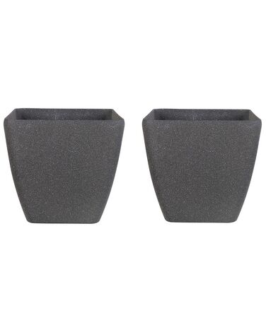 Set di 2 vasi polvere di pietra grigio scuro 34 X 34 X 34 cm ZELI