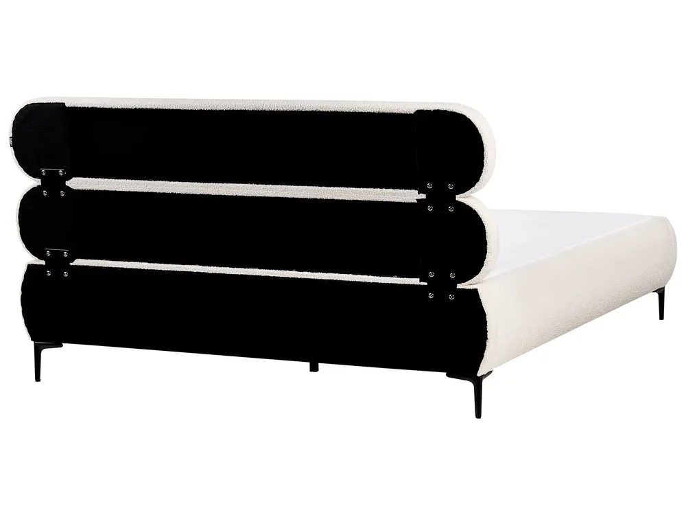 Lit avec sommier Bouclé LESSAY 180 x 200 cm Blanc cassé_982249