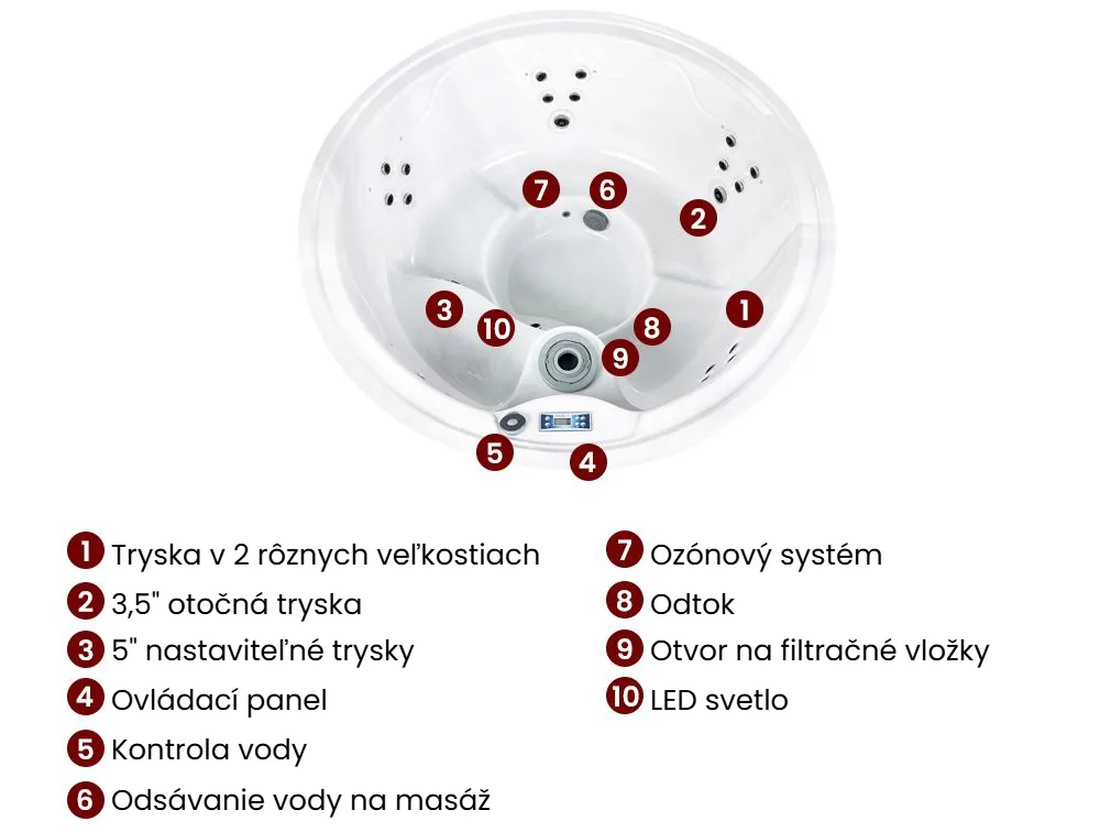 Záhradná vírivá vaňa s LED osvetlením MARFIL Tmavosivá_1076330