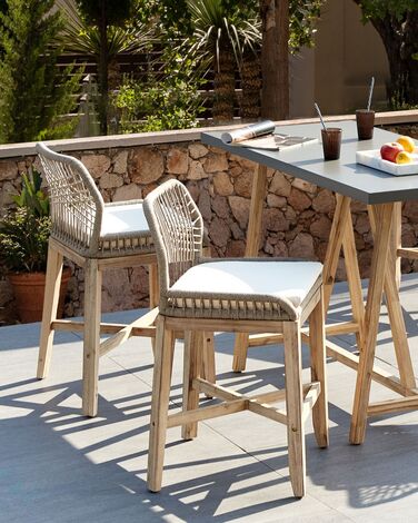 Set of 2 Garden Bar Chairs Light Wood TALAMONE