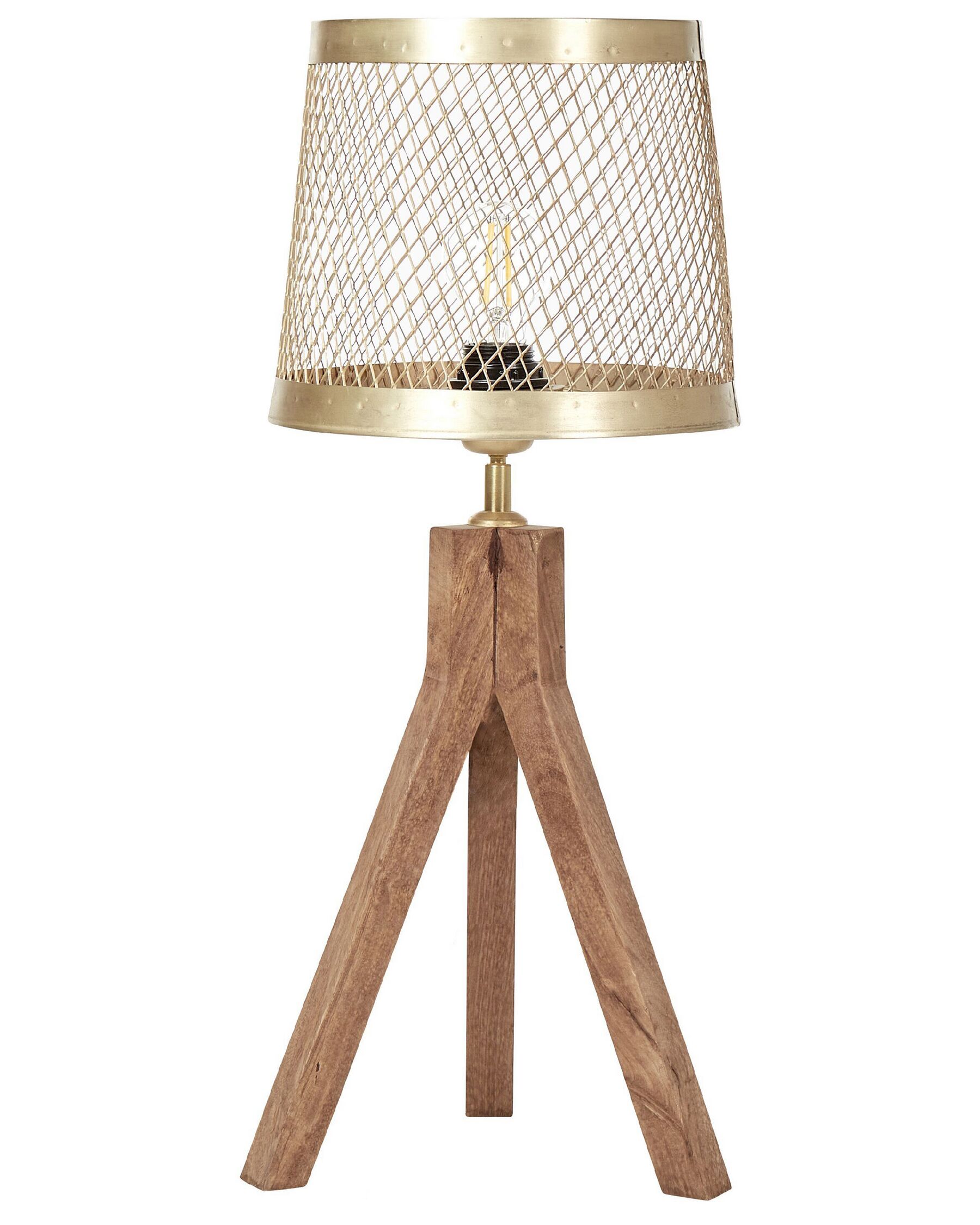 Mango Wood Table Lamp Dark and Brass BEKI_868164