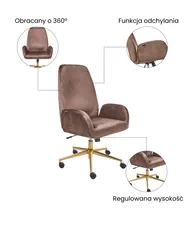 Krzesło biurowe CLARE Welur Brązowy_1037291